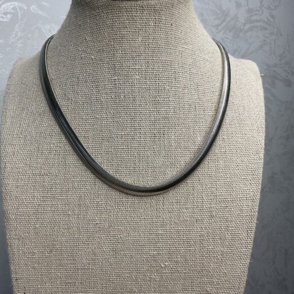 Silver Snake Chain Necklace Adjustable Length With Lobster Clasp